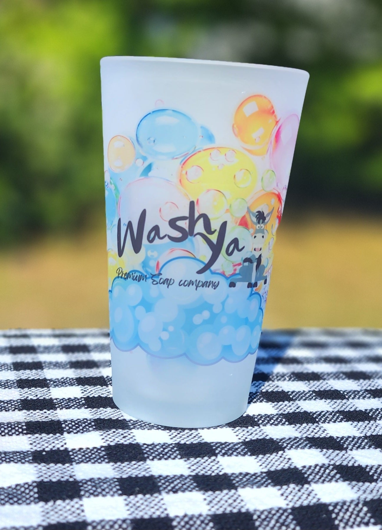 Wash Ya branded bar glass - Bubbles design